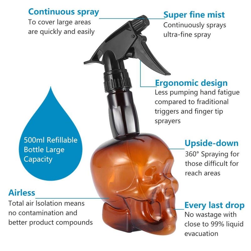 woobles Hairdressing Spray Bottle, Salon Barber Hair Tools Water Sprayer Refillable Skuff Hair Salon Water Mist Sprayer 500ml(brown) - Image 4